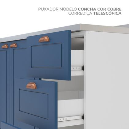 Imagem de Cozinha Pérola com Rodapé Completa 3 Peças Aéreo 3 Portas e Balcão 2 Gavetas 3 Portas e Torre Quente