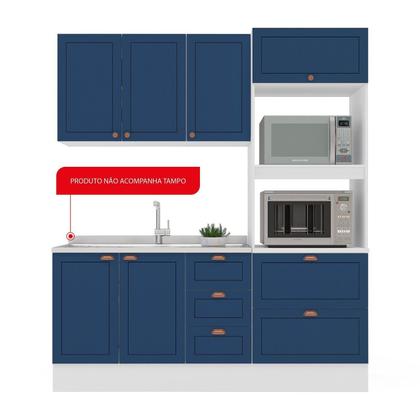 Imagem de Cozinha Pérola com Rodapé Completa 3 Peças Aéreo 3 Portas e Balcão 2 Gavetas 3 Portas e Torre Quente