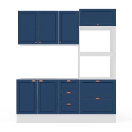 Imagem de Cozinha Pérola com Rodapé Completa 3 Peças Aéreo 3 Portas e Balcão 2 Gavetas 3 Portas e Torre Quente