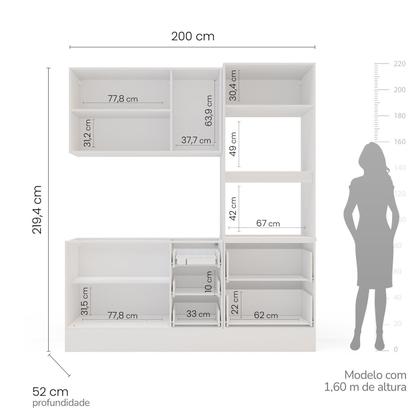 Imagem de Cozinha Pérola com Rodapé Completa 3 Peças Aéreo 3 Portas e Balcão 2 Gavetas 3 Portas e Torre Quente