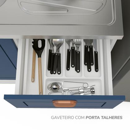 Imagem de Cozinha Pérola com Rodapé Completa 3 Peças Aéreo 3 Portas e Balcão 2 Gavetas 3 Portas e Torre Quente