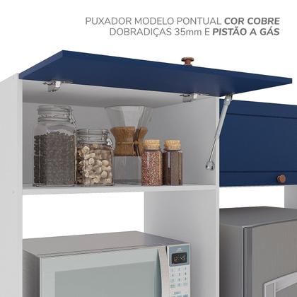 Imagem de Cozinha Pérola com Rodapé e Tampo 3 Peças Aéreo 3 Portas e Balcão 2 Gavetas 3 Portas e Torre Quente