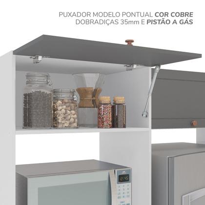 Imagem de Cozinha Pérola com Rodapé e Tampo 3 Peças Aéreo 3 Portas e Balcão 2 Gavetas 3 Portas e Torre Quente