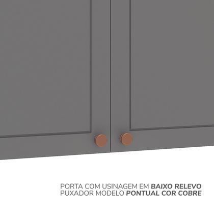 Imagem de Cozinha Pérola com Rodapé e Tampo Aéreos com 5 Portas, Balcão 2 Gavetas 3 Portas e Balcão 2 Portas Y