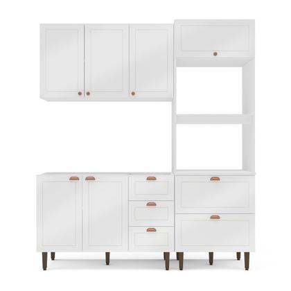 Imagem de Cozinha Pérola Completa 3 Peças Aéreo 3 Portas e Balcão 2 Gavetas 3 Portas e Torre Quente Yescasa