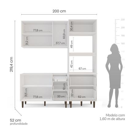Imagem de Cozinha Pérola Completa 3 Peças Aéreo 3 Portas e Balcão 2 Gavetas 3 Portas e Torre Quente Yescasa