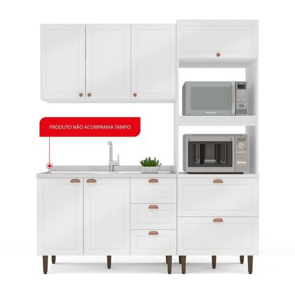 Imagem de Cozinha Pérola Completa 3 Peças Aéreo 3 Portas e Balcão 2 Gavetas 3 Portas e Torre Quente Yescasa