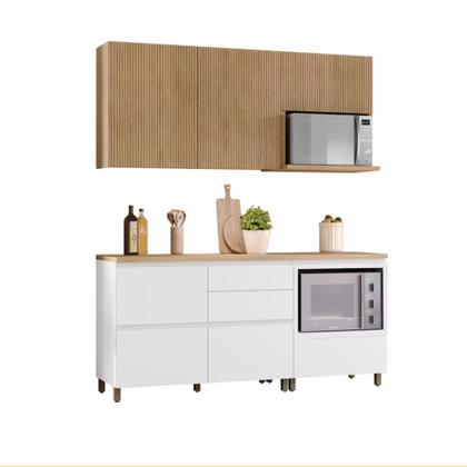 Imagem de Cozinha Rainha com 4 Peças 4 Portas 5 Gavetas Ripado em MDF 190cm de Largura Nesher