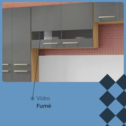 Imagem de Cozinha (Sem Balcão) 6 Portas 2 Portas de Vidro Nala Freijo/Gris - SSX Multicoisas