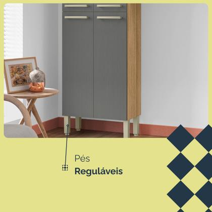 Imagem de Cozinha (Sem Balcão) 6 Portas 2 Portas de Vidro Nala Freijo/Gris - SSX Multicoisas