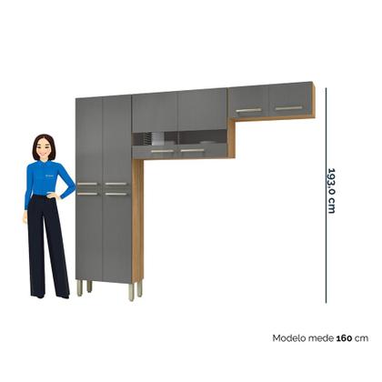 Imagem de Cozinha (Sem Balcão) 6 Portas 2 Portas de Vidro Nala Freijo/Gris - SSX Multicoisas