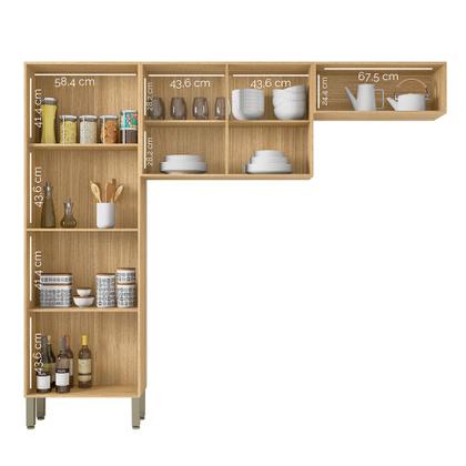 Imagem de Cozinha (Sem Balcão) 6 Portas 2 Portas de Vidro Nala Freijo/Gris - SSX Multicoisas