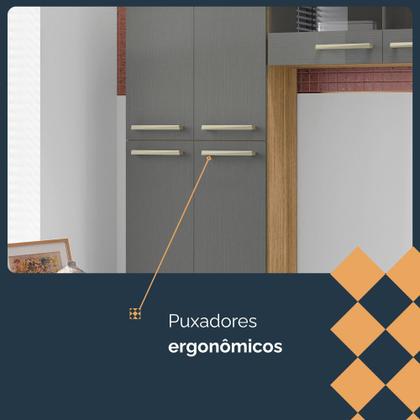 Imagem de Cozinha (Sem Balcão) 6 Portas 2 Portas de Vidro Nala Freijo/Gris - SSX Multicoisas