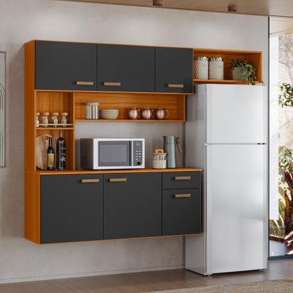 Imagem de Cozinha Suspensa Com Balcão 180cm Manu Freijo Uv Grafite Acetinado - SSX Multicoisas