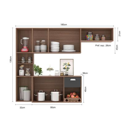 Imagem de Cozinha Suspensa Com Balcão 180cm Mila - SSX Multicoisas