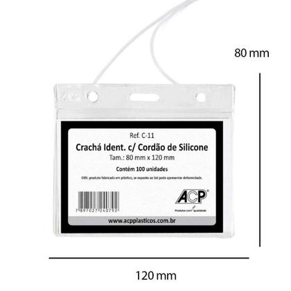 Imagem de Crachá Identificador Com Cordão Acp C-11 80X120Mm C/50