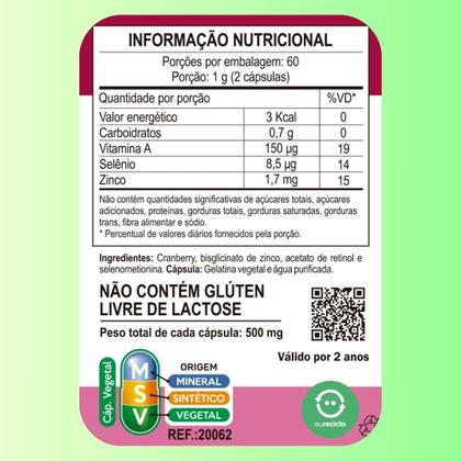 Imagem de Cranberry com Selênio Vitamina A e Zinco 120 Cáps Unilife