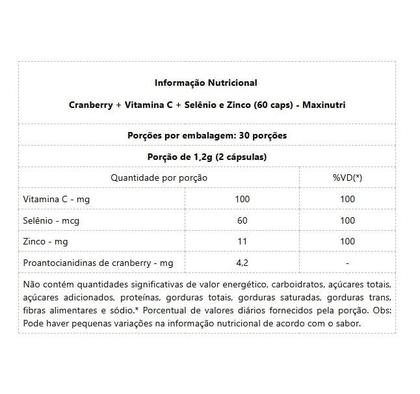 Imagem de Cranberry + Vitamina C e Zinco (60 caps) - Padrão: Único
