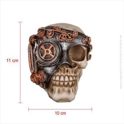 Imagem de Crânio Caveira Decorativa Monóculo Steampunk de Resina
