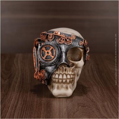 Imagem de Crânio Caveira Decorativa Monóculo Steampunk de Resina