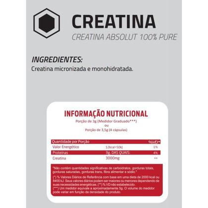 Imagem de Creatina 100% Pure Micronizada e Monohidratada 120 cápsulas Suplemento com Matéria Prima Importada Absolut Nutrition