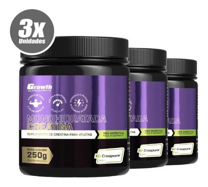 Imagem de Creatina 250g Creapure Growth Supplements Kit 3 Potes