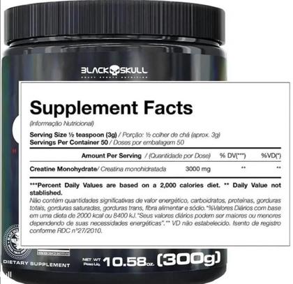 Imagem de Creatina Black Skull Pura monohitratada creatine 300g sem sabor