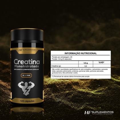 Imagem de Creatina monohidrata 3g pure 120caps 700mg hf suplements
