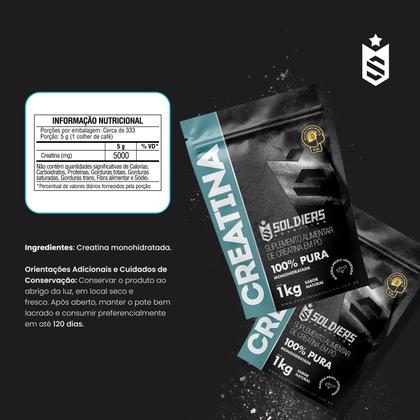 Imagem de Creatina Monohidratada 1Kg - 100% Pura Importada - Soldiers Nutrition