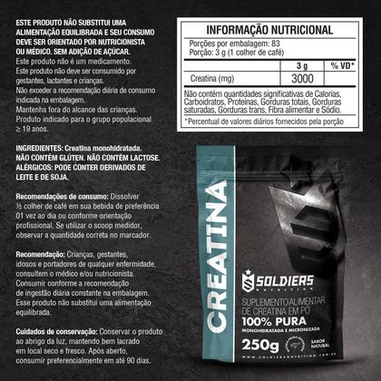 Imagem de Creatina Monohidratada 250g - 100% Pura Importada - Soldiers Nutrition