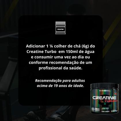 Imagem de Creatina Monohidratada Creatine Turbo Black Skull Energia Força Ganho de Massa Muscular