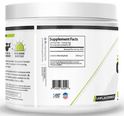 Imagem de Creatina monohidratada em pó Alpha Supps 300g - 60 porções