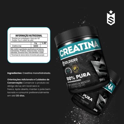 Imagem de Creatina Monohidratada Pote 300g - 100% Pura Importada - Soldiers Nutrition