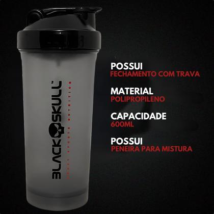 Imagem de Creatina Monohidratada TURBO 300g Black Skull + Coqueteleira Fumê 600ml - Kit Creatine Para Ganho de Massa Muscular - Energia - Força + Shakeira 600ml