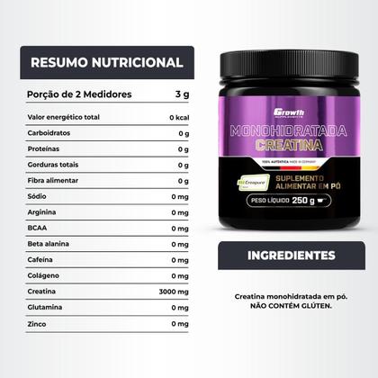 Imagem de Creatina Pura 250g Creapure Growth Supplements