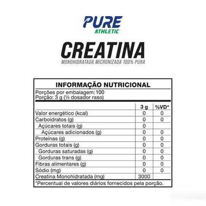 Imagem de Creatina Pura Monohidratada 300g Pure Athletic Sabor:Sem Sabor