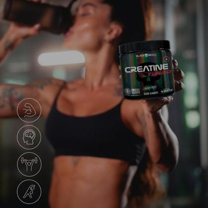 Imagem de Creatina Turbo Black Skull 150g Creatine Monohidratada Turbo Caveira Preta