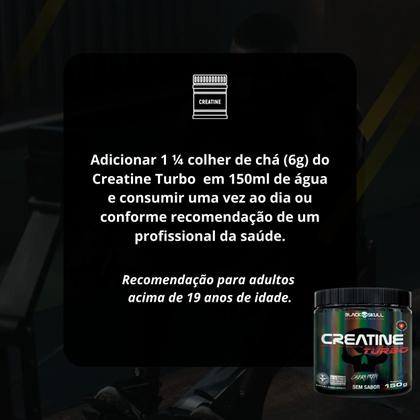 Imagem de Creatina Turbo Black Skull 150g Creatine Monohidratada Turbo Caveira Preta
