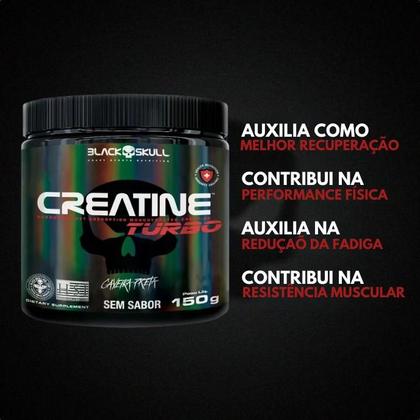 Imagem de Creatina Turbo Black Skull 150g Creatine Monohidratada Turbo Caveira Preta