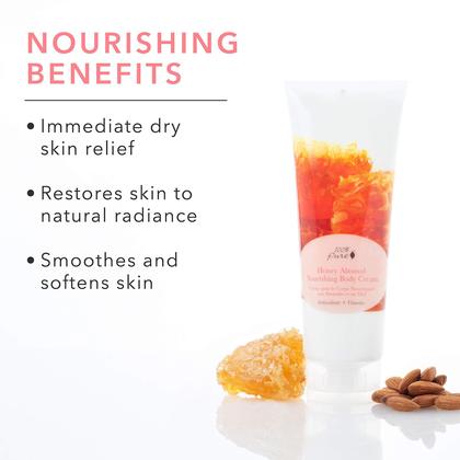 Imagem de Creme corporal 100% puro, nutritivo, mel, amêndoa, 240 ml, pele seca