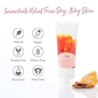 Imagem de Creme corporal 100% puro, nutritivo, mel, amêndoa, 240 ml, pele seca