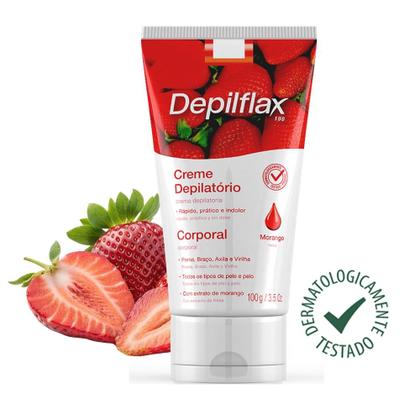 Imagem de Creme de Depilação Corporal Perna Braço Axila e Virilha Morango Depilflax 100g