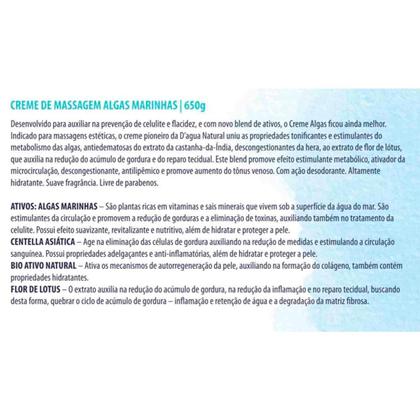 Imagem de Creme De Massagem Algas Marinhas 650g Dagua Natural Celulite