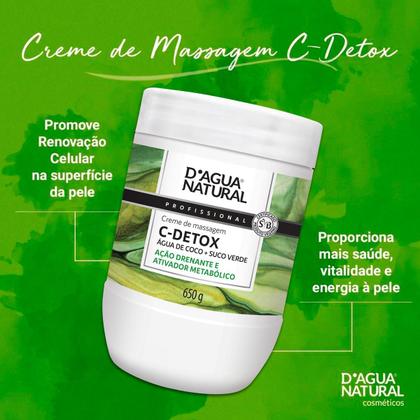 Imagem de Creme De Massagem Dagua Natural C-detox 650g Antioxidante Ação Drenante e Ativador Metabólico