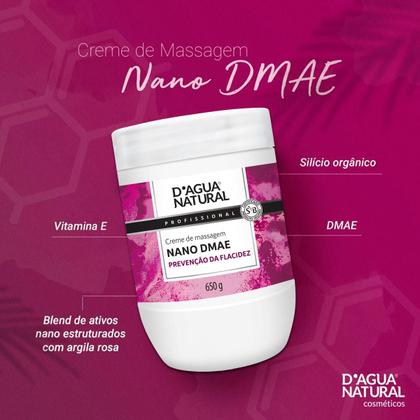 Imagem de Creme de Massagem Nano Dmae Argiloterapia Nanotecnologia D'agua Natural 650g