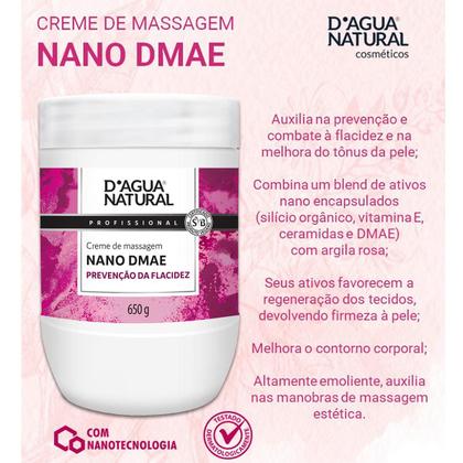Imagem de Creme de Massagem Nano Dmae Argiloterapia Nanotecnologia D'agua Natural 650g