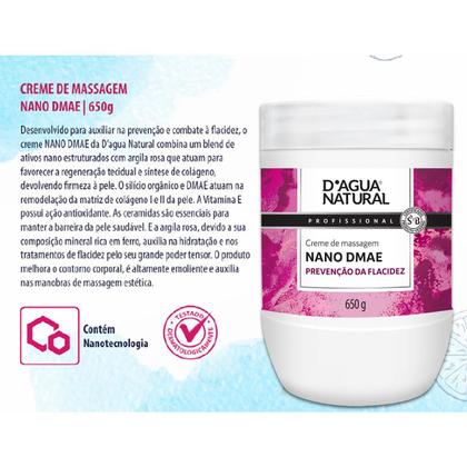 Imagem de Creme de Massagem Nano Dmae Argiloterapia Nanotecnologia D'agua Natural 650g