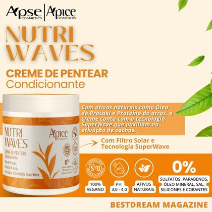 Imagem de Creme De Pentear Apice Nutri Waves Condicionante Capilar Filtro Solar Curvaturas Vegano Apse 500g