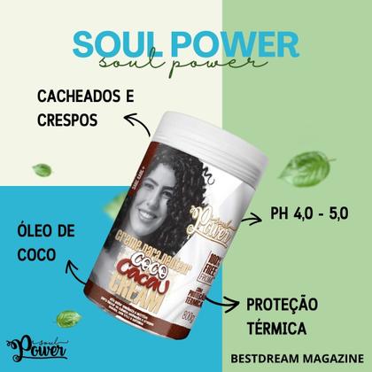 Imagem de Creme De Pentear Coco E Cacau Soul Power Nutrição Capilar Sem Frizz Vegano Cacheado E Crespo 800g