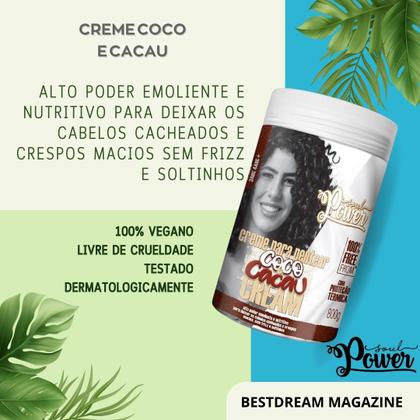 Imagem de Creme De Pentear Coco E Cacau Soul Power Nutrição Capilar Sem Frizz Vegano Cacheado E Crespo 800g